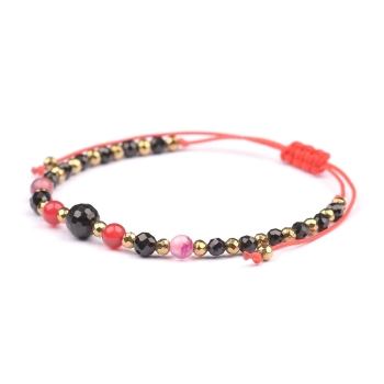 Bransoletka celebrytka czarny TURMALIN AGAT HEMATYT ochrona i odwaga